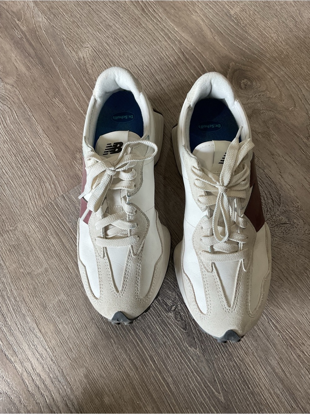 New Balance Cream and Maroon Low-Top Sneakers - Picture 2 of 10